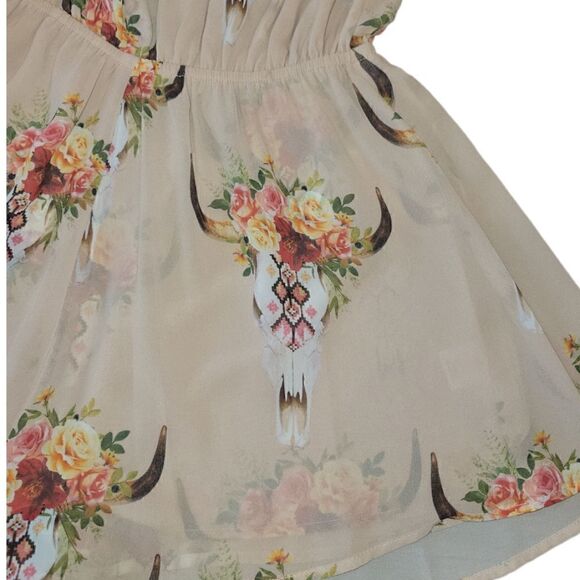 Show Me Your MuMu Rowdy Romper Peach Desert Rose Bull Head S - Picture 9 of 14